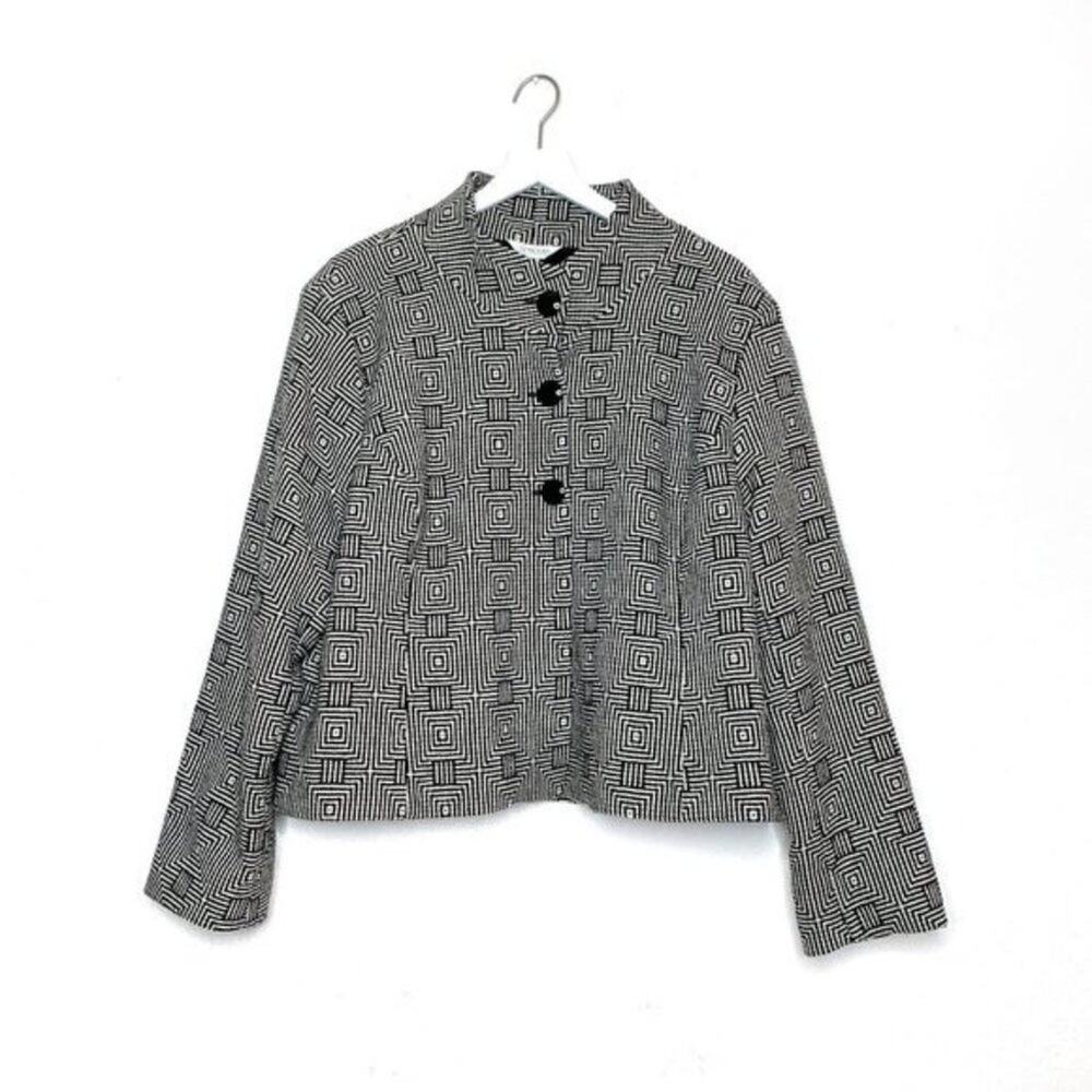 NEW Austin Reed Cropped Jacquard Jacket size 18W Wool Blend Geometric
